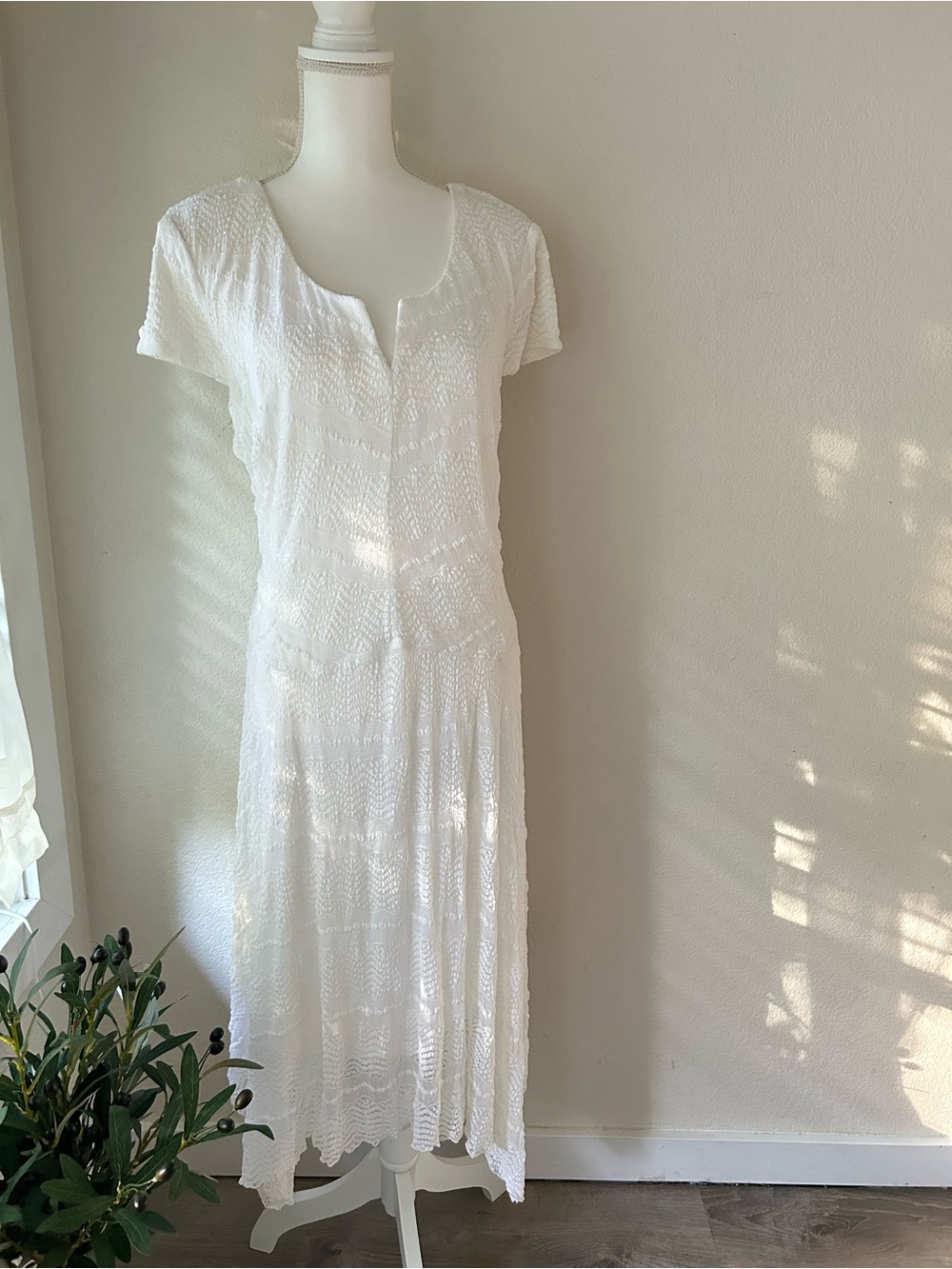 Olive Grove Evening | Rabbit Rabbit Rabbit Ivory Textured Dress